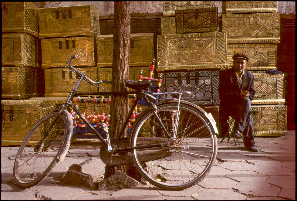 Flying Pigeon and Storage Chests, Kashgar, Xinjiang Autonomous Region, Peoples Republic of China